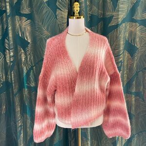 Women's Pink and White Sweater
